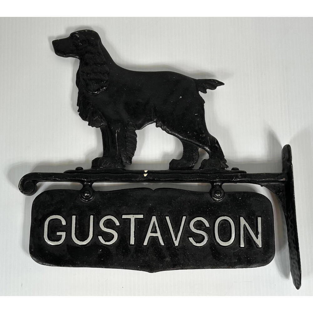 VTG Dog Springer Cocker Spaniel CAST ALUMINUM House Address Mailbox GUSTAVSON